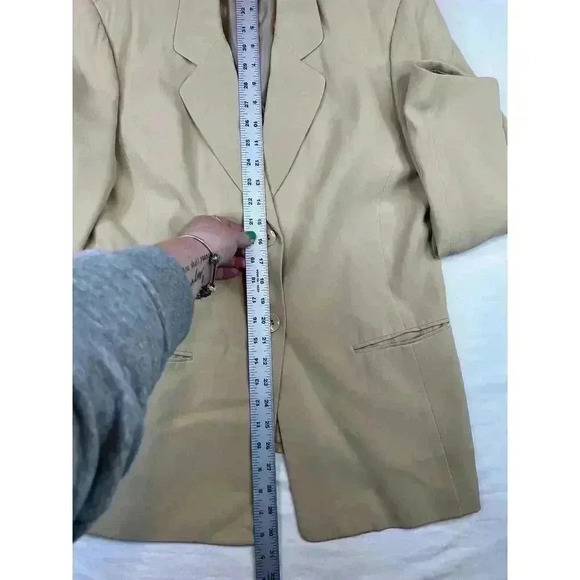 Talbots Pure Silk Blazer Womens Size 12 Beige Jacket Corpcore Suit Jacket Work - Picture 5 of 8